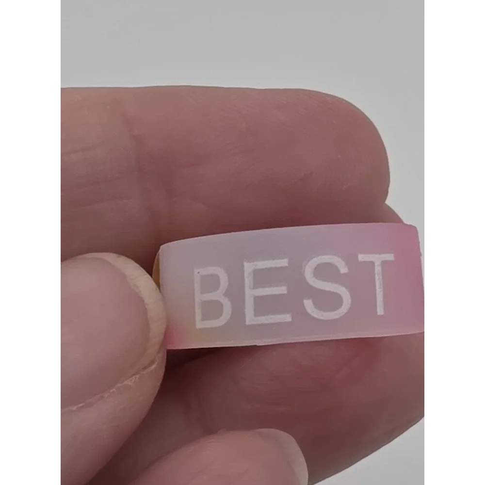 Silicone Ring For Men Or Women Pink/white Best Friends Size8